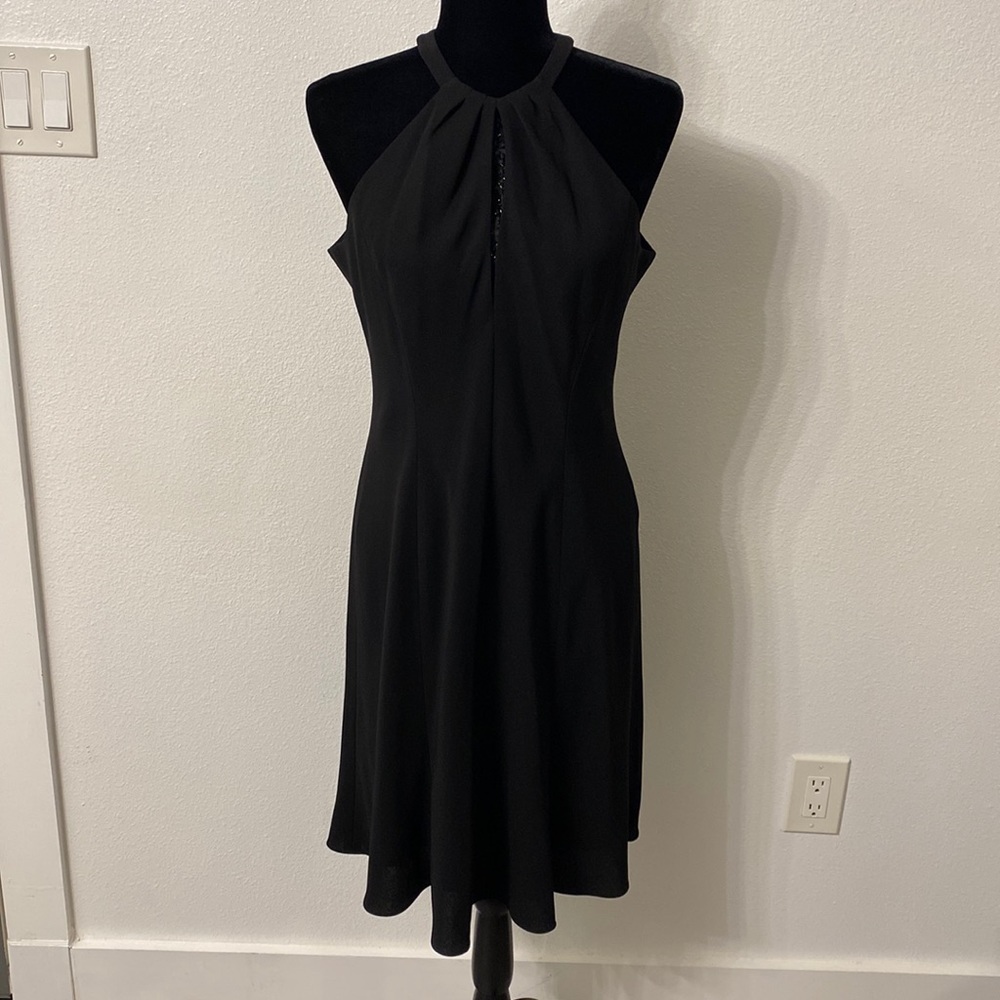 Black Evan-Picone Hidden Sequin Front Cocktail Little Black Dress Size 10